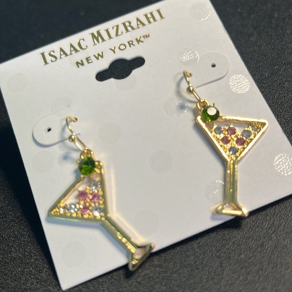 Isaac MIZRAHI Martini earrings new on card - Picture 4 of 4